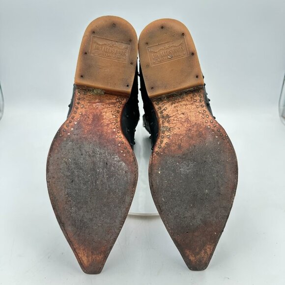 Los Altos Western Wear Men Size 8EE Black Leather Pointed Toe Cowboy Boot - Picture 8 of 13